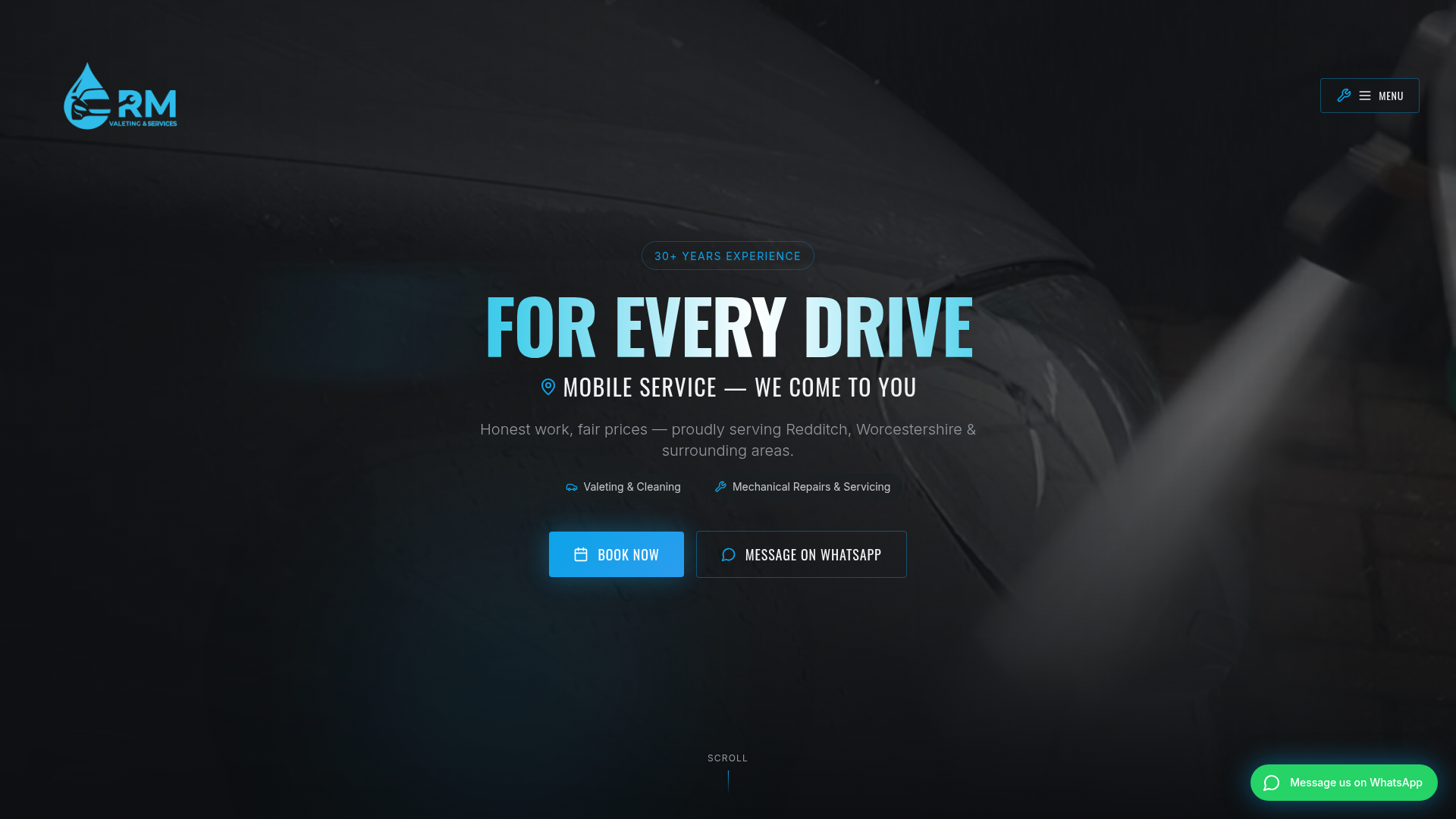 rmvaletingandservices.co.uk - website design by Daniel Wright Custom responsive website design portfolio by Daniel Wright - rmvaletingandservices.co.uk - Mobile valeting, cleaning & mechanical services in Worcestershire
